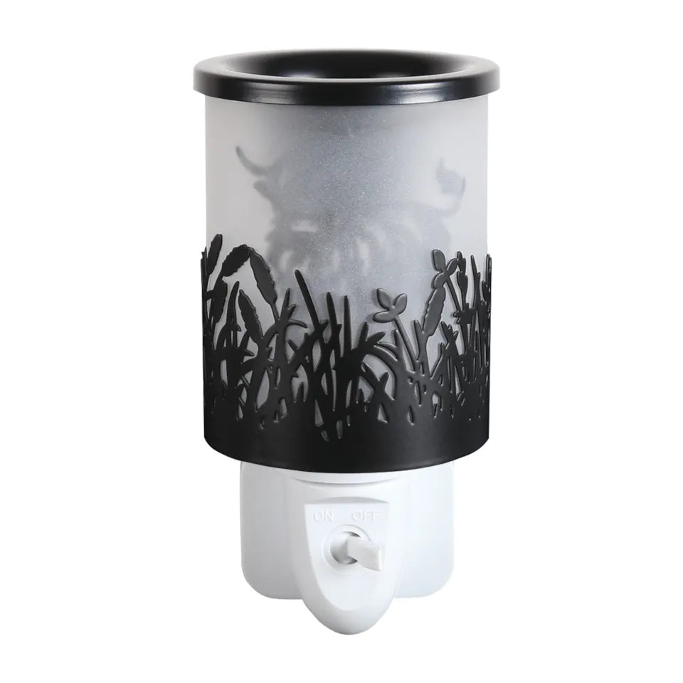 Shadow Highland Cow Plug In Black
